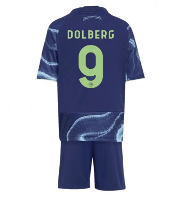 Ajax Kasper Dolberg #9 Seconda Maglia Bambino 2025-26 Manica Corta (+ Pantaloni corti)